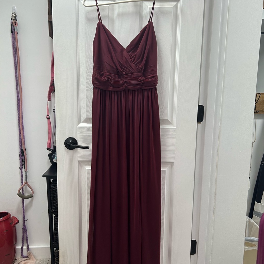 David’s Bridal Wine colored bridesmaid dress